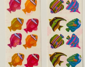 Vintage Rare Great Seven Fuzzy Pearl Fish Stickers