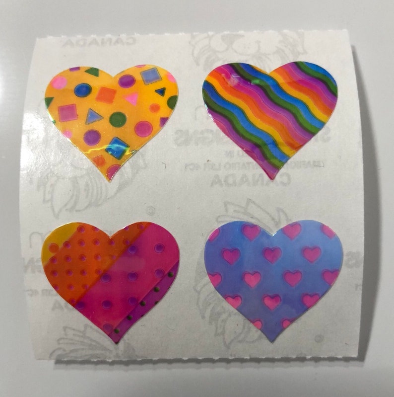Vintage Sandylion Pearl Rainbow Heart Stickers Etsy