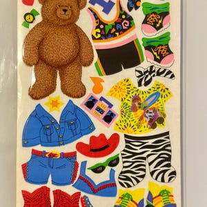 Vintage Rare Sandylion Dress a Bear Maxi Activity Sheet Stickers