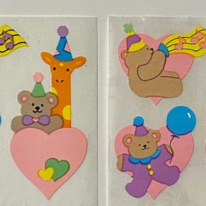 Vintage Rare Sandylion Birthday Teddy Bear Heart Balloon Stickers