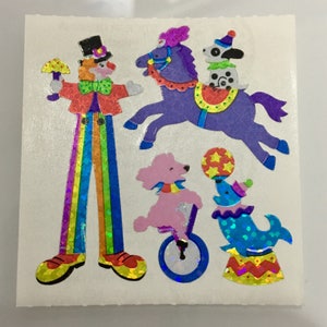 Vintage Sandylion prismatische circusclownstickers