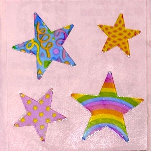 Vintage zeldzame Sandylion Pearl Rainbow Stars-stickers