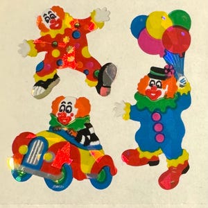 Adesivos de festa de balão de palhaço Sandylion raros e vintage