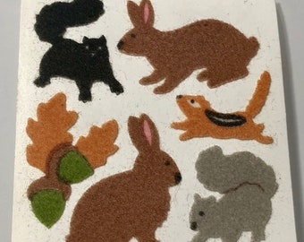 Vintage Rare Sandylion Fuzzy Bunny Squirrel Chipmunk Stickers