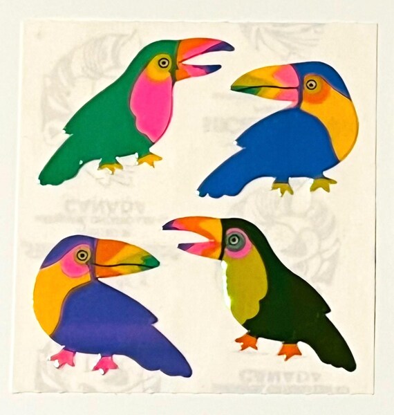 Autocollants Vintage Sandylion – Rouleau Prismatique Oiseaux Tropicaux (perroquet, Toucan)