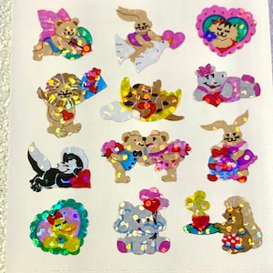 Vintage zeldzame Sandylion miniatuur Valentijnsdag dierenstickers