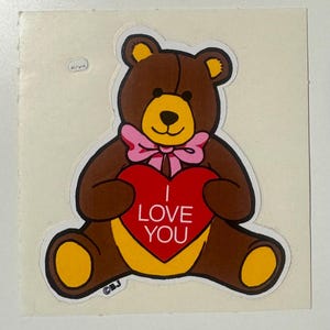 Adesivo de coração de urso BJ raro vintage