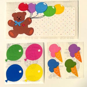 Large Sandylion Happy Birthday Bear Sticker. Pandas, Bears, Balloons, Party. Rare.