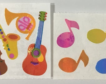 Vintage Sandylion Musical Notes, Guitar, Instrument Stickers