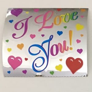 Vintage Sandylion Folie Ich liebe dich Regenbogen Herzen Sticker.