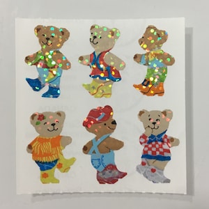 Vintage Sandylion Prism Dancing Cowgirl Cowboy Teddy Bears Stickers