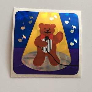 Vintage Rare Sandylion Prismatic Mini Singing Teddy Bear Sticker