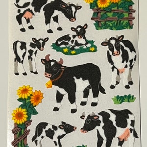 Vintage Rare Sandylion Fuzzy Cow Stickers Maxi