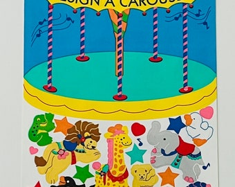 Vintage Rare Sandylion Carousel Animals Activity Sheet