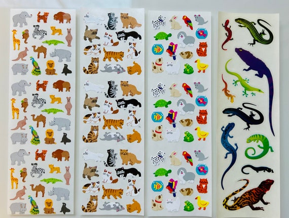 Vintage Rare Sandylion Animal, Lizards, Dogs, Cats, Sticker Strips