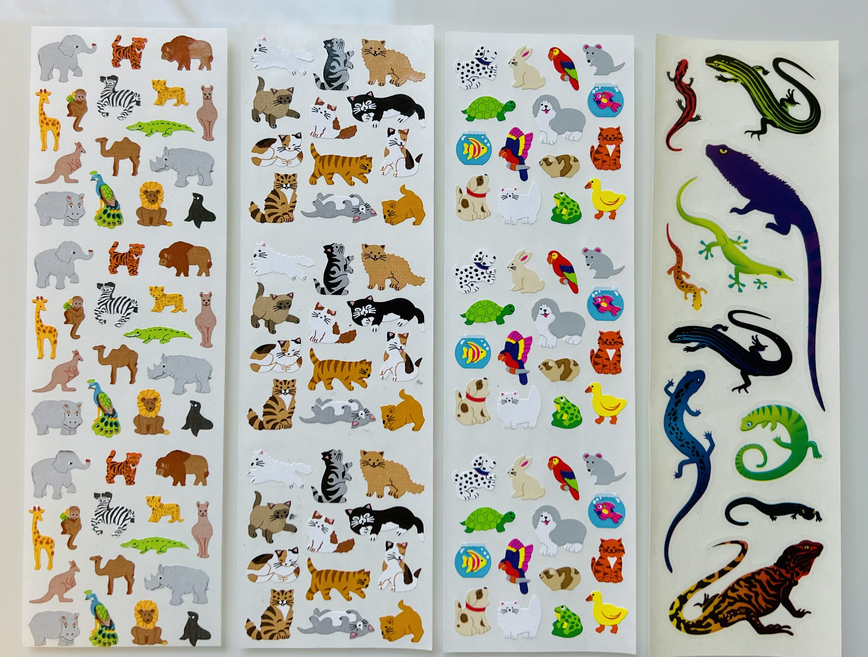 Vintage Rare Sandylion Animal, Lizards, Dogs, Cats, Sticker Strips