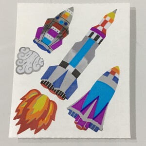 Vintage Rare Sandylion Mylar Rocket Ship Stickers