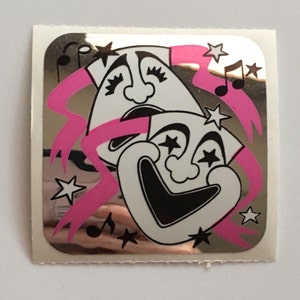 Adesivo vintage raro Sandylion Mylar Pierrot feliz triste drama palhaço adesivo