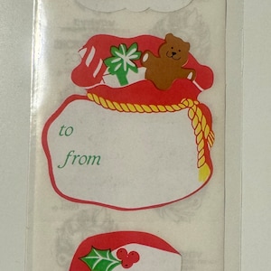 Vintage Rare Sandylion Christmas Santa Bear Sticker Labels