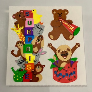 Vintage Rare Sandylion Surprise Birthday Bear Animal Stickers