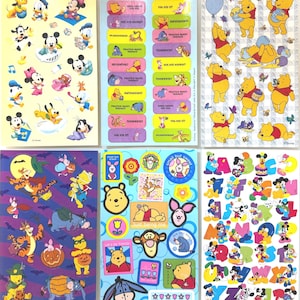 Vintage raro sandylion alfabeto fadas anjos mickey mouse winnie the pooh estrelas corações adesivos maxi folhas de adesivos