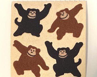 Sandylion Vintage Super Rare Pearl Mini Monkey Stickers on Blue
