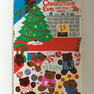 Naklejki Vintage Sandylion Holiday Bear, Maxi Activity, Cukrowa Laska, Misie, Wigilia, Drzewo, Prezenty, Naklejki