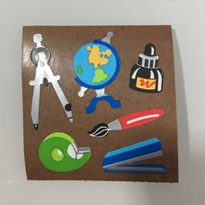 vintage Rare Sandylion Kromekote Fournitures scolaires Globe Stickers
