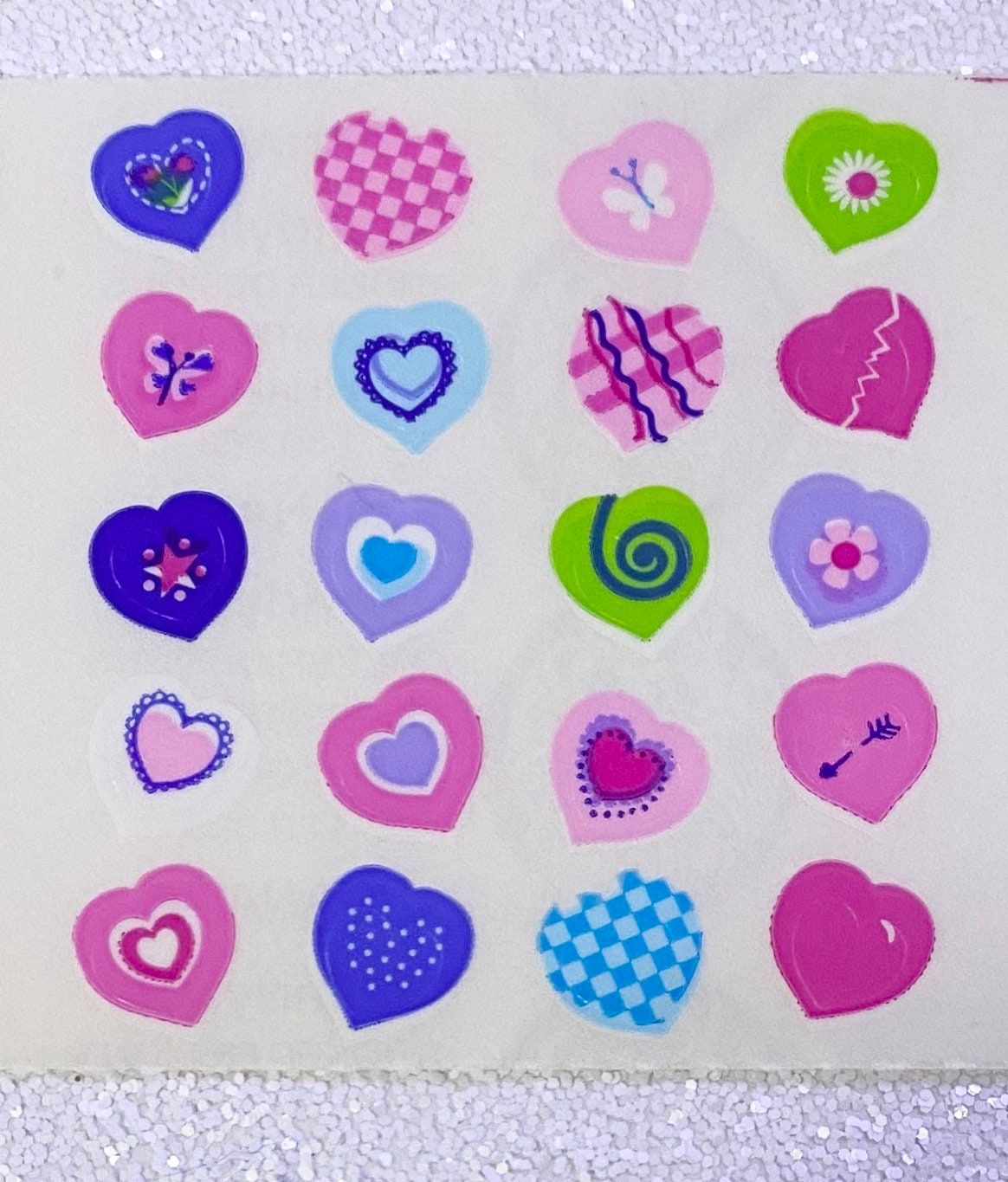 Sandylion HEARTS MULTI COLOR  Stickers VINTAGE 1 SQUARE