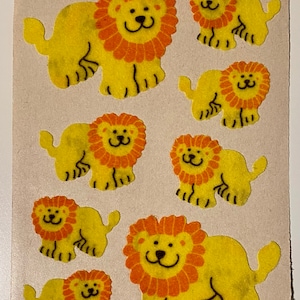 Vintage Rare Sandylion Fuzzy Lion Maxi Sheet Pegatinas