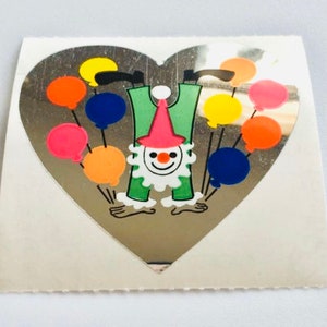 Vintage Sandylion Mylar Clown Sticker. Party, Balloons