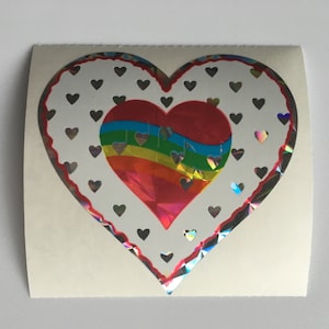 Vintage Rare Sandylion Valentines Prismatic Heart Stickers