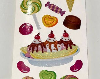 Vintage Rare Sandylion Ice Cream Sundae Sticker Strip