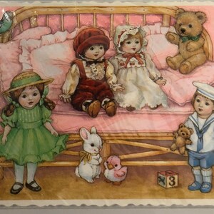 Vintage Hallmark Postkarten Puppenaufkleber