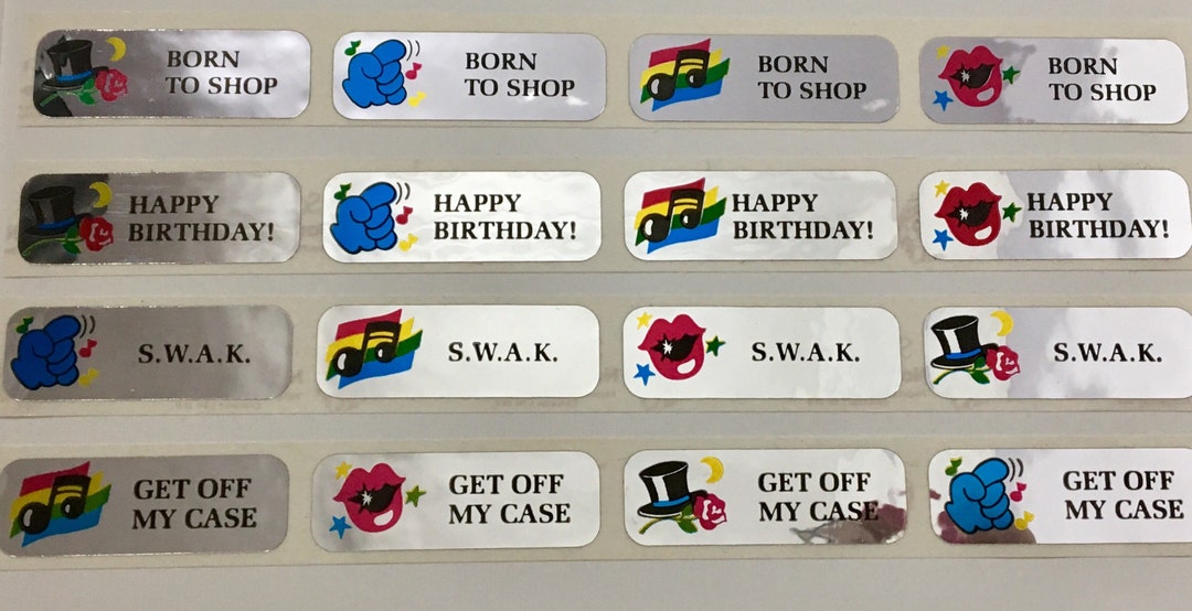Vintage Rare Sandylion Mini Stickers. Lips, Musical, Top Hat