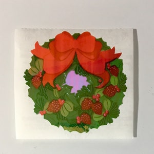 Vintage Rare Pearl Sandylion Wreath Sticker. Holiday, Christmas, Bows