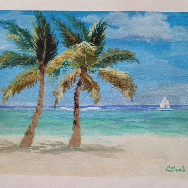 Artist Signed 8 x 10" PRINT from original gouache painting TROPICAL DREAM Free Shipping!!!