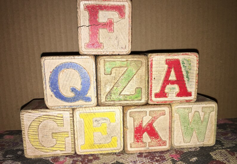 Vintage Wooden Alphabet Blocks Letter Baby Craft Primitive Etsy