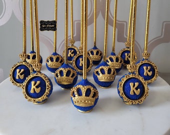 Royal Crown cakepops. Royal Prince cakepop. Royal blue crown cakepop. Little prince cakepops