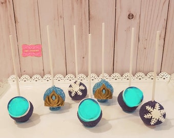 Frozen themed cakepops. Frozen elsa cakepop. Frozen themed party. Frozen party favors