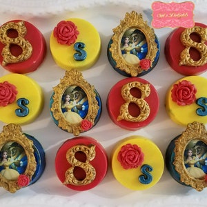 Beauty and the beast Chocolate covered Oreo&#39;s. Belle birthday goodies. Beauty and the beast invitation