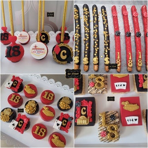 Casino Las Vegas theme party package. Las Vegas theme cookies. Casino party decor