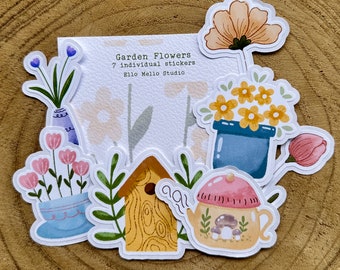 Garden Flowers Sticker Pack | 7 Individual Easy-Peel Stickers