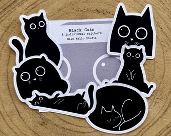 Black Cats Sticker Pack | 6 Individual Easy-Peel Stickers