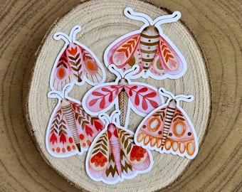 Watercolour Moths Sticker Pack | 6 Stickers