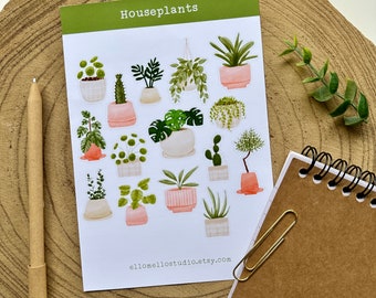 Houseplants Sticker Sheet | 15 Stickers | Planner Stickers