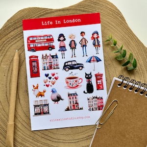 Life In London Sticker Sheet 18 Stickers Planner Stickers image 1