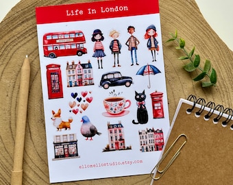 Life In London Sticker Sheet | 18 Stickers | Planner Stickers