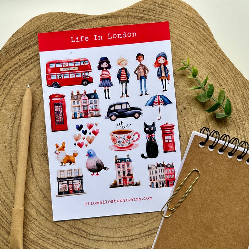 Life In London Sticker Sheet 18 Stickers Planner Stickers image 1