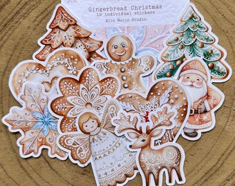 Gingerbread Christmas Sticker Pack | 10 Individual Stickers